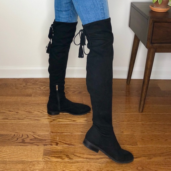 Marc Fisher Over-The-Knee Suede Boots With Tassels - Picture 3 of 17